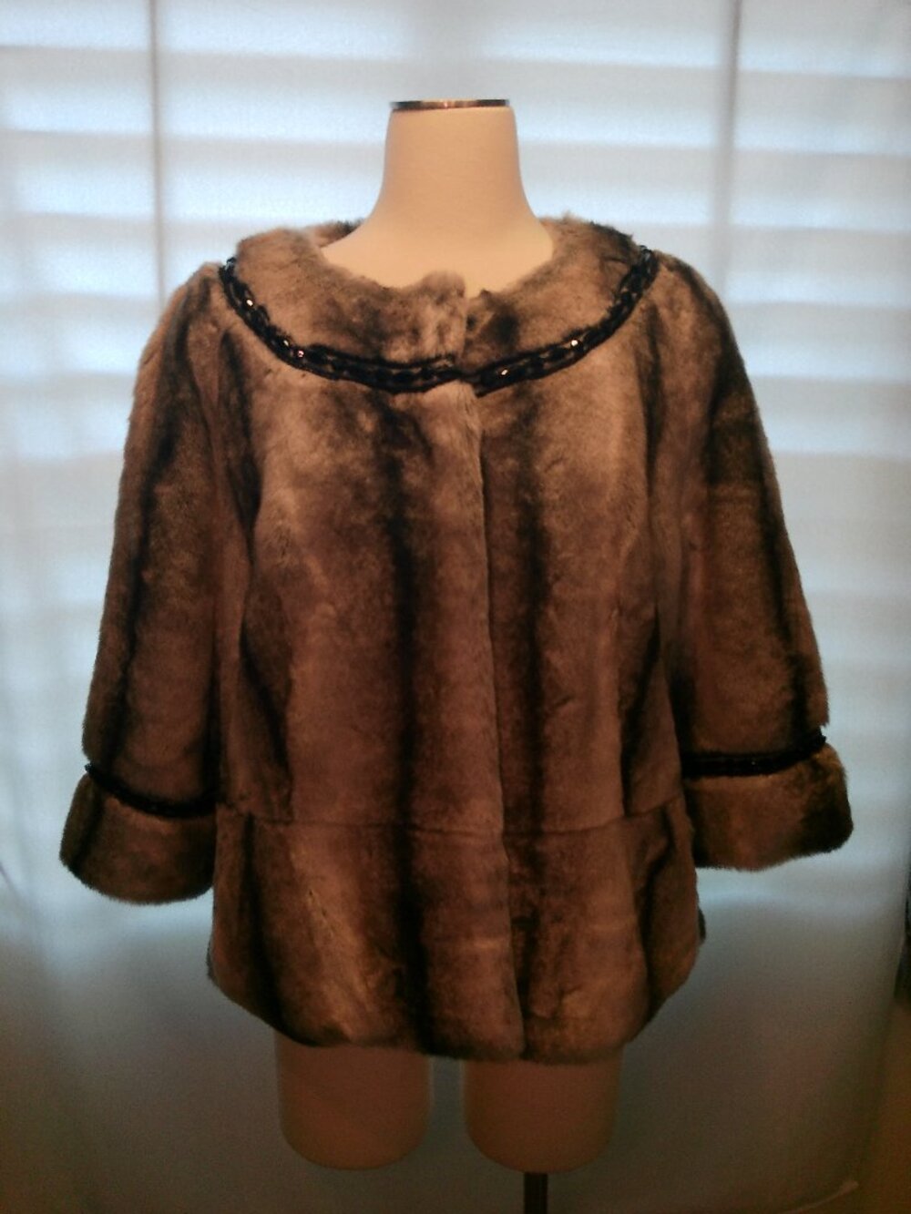 Jacket Terry Lewis Classic Super Soft Faux Fur 3/4 Sleeve Size 1X